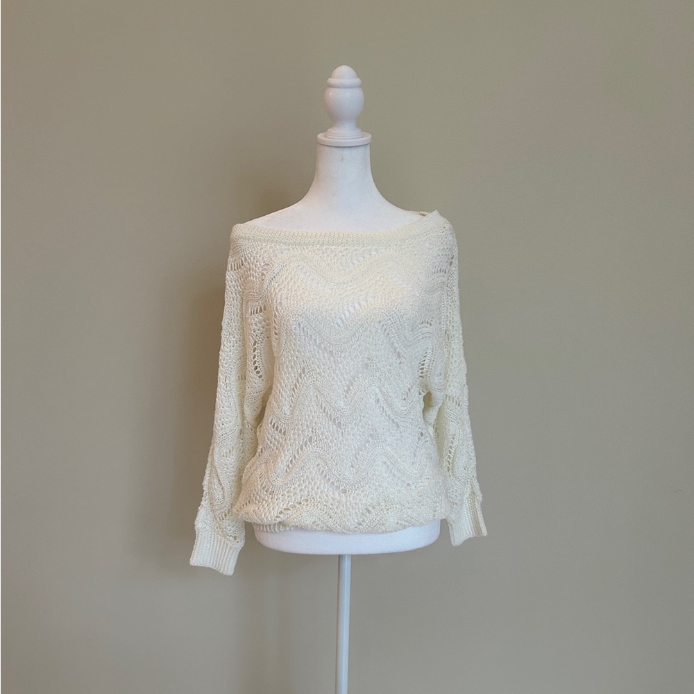 Lilly Pulitzer White Off-the-Shoulder Lace Sweater